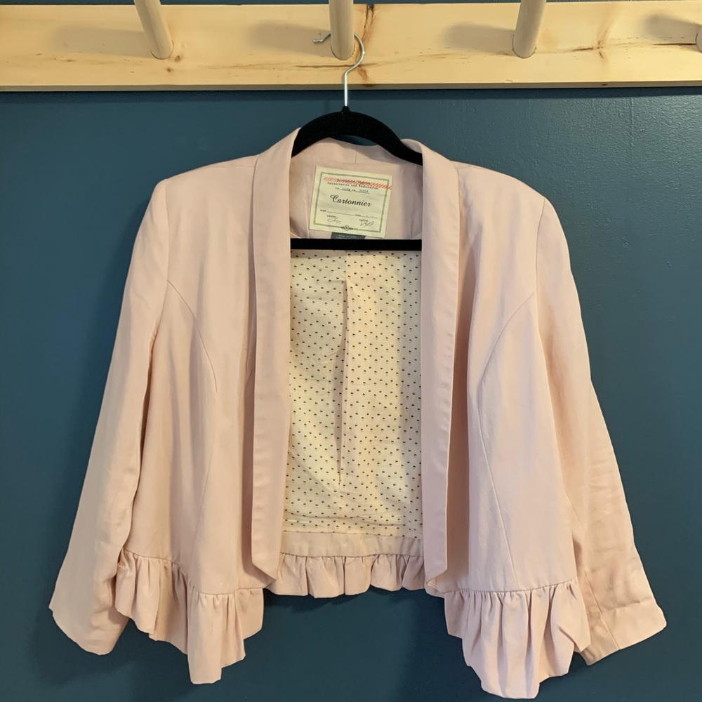 Cropped Jacket with ruffle hem